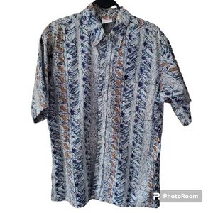 Vintage Hawaiian Blue shirt men's L